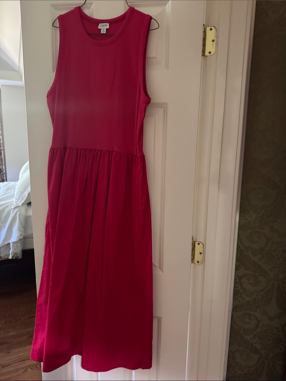 J. Crew Factory Sleeveless Fuchsia-Pink Midi Dress